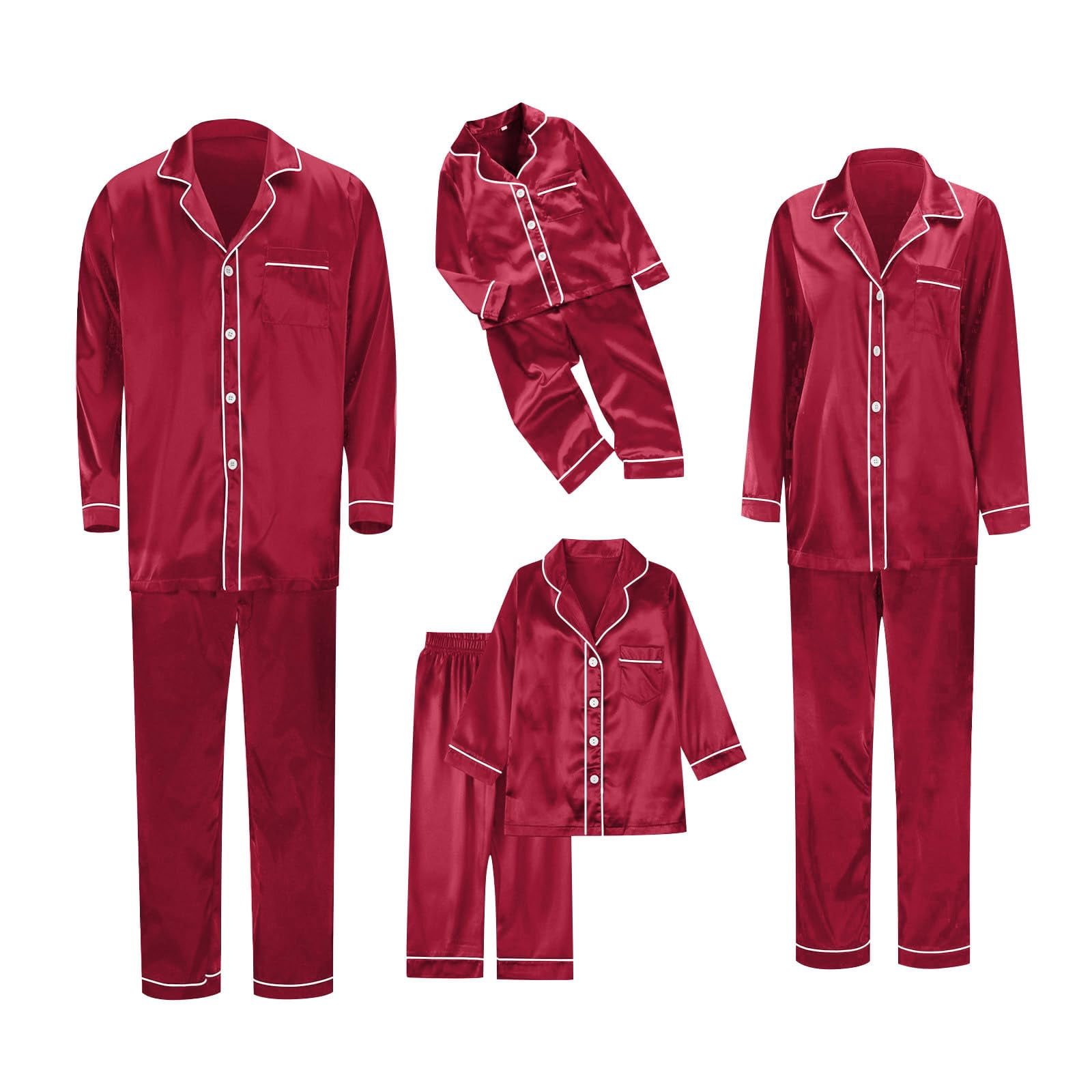 Inglocry Family Christmas Pajamas Matching Sets 2025 Silk Satin Casual ...