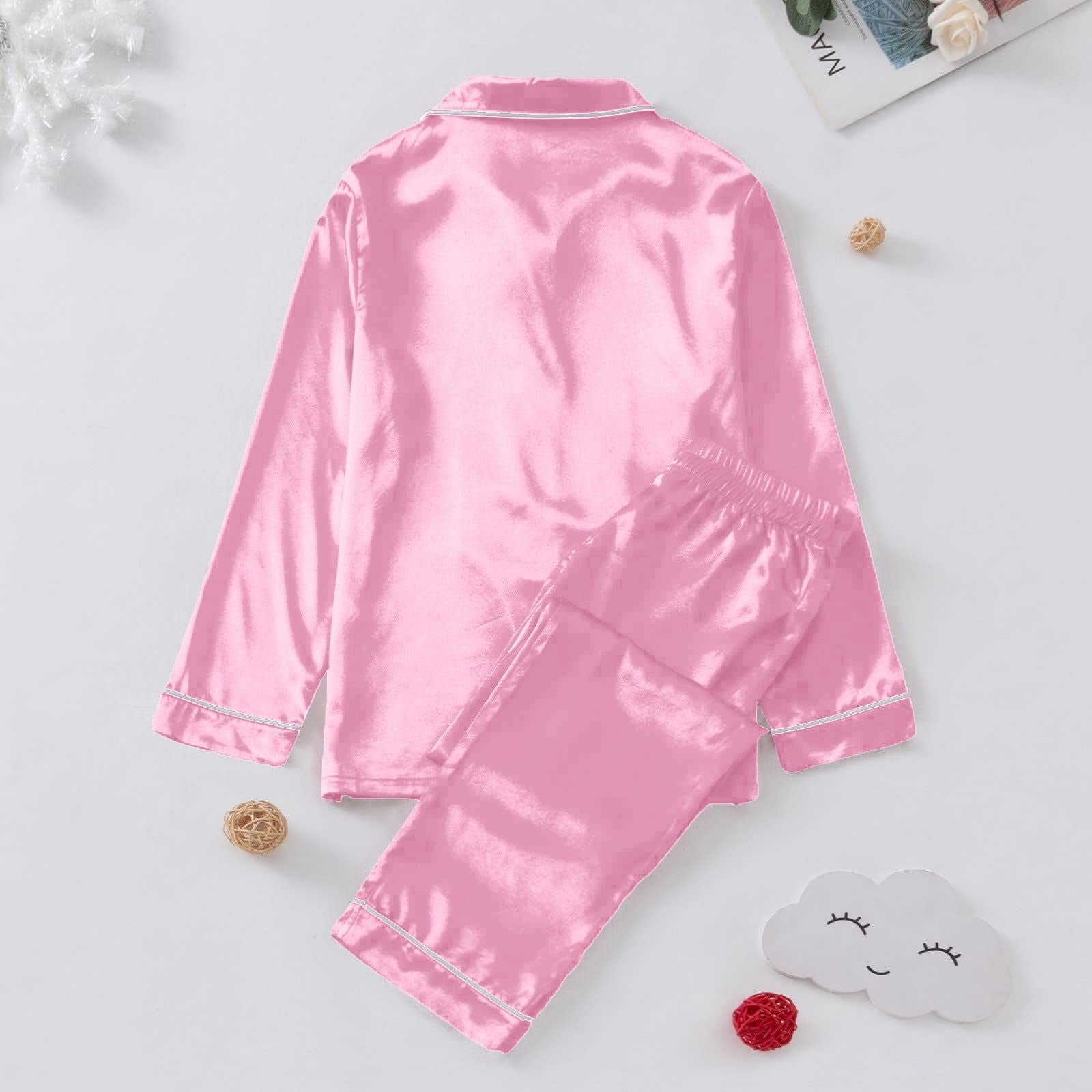 Inglocry Family Christmas Pajamas Matching Sets 2025 Silk Satin Casual ...