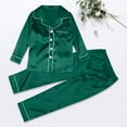 thumbnail image 1 of Inglocry Family Christmas Pajamas Matching Sets 2025 Silk Satin Casual Long Sleeve Top Pants 2 Piece Sets Lounge Pjs Women Green XL, 1 of 6