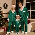 thumbnail image 1 of Inglocry Family Matching Pajamas Set Silk Satin Button Down Holiday Matching Pajamas Sets Long Sleeve Comfy Loungewear Green 130, 1 of 6