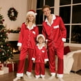 thumbnail image 1 of Inglocry Family Matching Pajamas Set Silk Satin Button Down Holiday Matching Pajamas Sets Long Sleeve Comfy Loungewear Women Red 2XL, 1 of 6