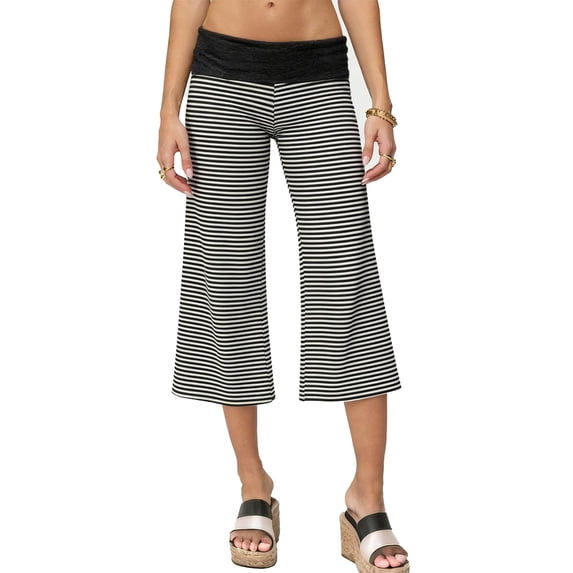 Inglocry Fold Over Capri Yoga Pants for Women Low Rise Wide Leg Flared Cropped Gaucho Capri Pants Summer Culottes Beach Bottoms Dark Gray 3XL