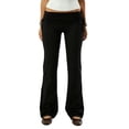 thumbnail image 1 of Inglocry Fold Over Lounge Pants for Women Y2K Low Rise Wide Leg Yoga Sweatpants Stretchy Foldover Pants Workout Bottoms 2026 Black L, 1 of 3