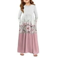thumbnail image 1 of Inglocry Girls Long Sleeve Maxi Dress Round Neck Casual Long Dresses with Pockets Cute Dresses For Teens 5-14 Years Pink 11-12Y, 1 of 4