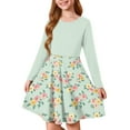 thumbnail image 1 of Inglocry Girls Long Sleeve T-Shirt Dresses Kids Fall A-Line Twirly Skater Dresses Swing Fashion Dress For Girls 5-14 Years Light Green 9-10Y, 1 of 5