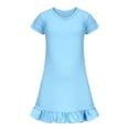 thumbnail image 1 of Inglocry Girls Summer Short Sleeve Dress A Line Swing Basic Skater Twirl Party Dresses 5-14 Years Light Blue 4-5Y, 1 of 3