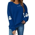 thumbnail image 1 of Inglocry Halloween Spooky Season Oversized Sweatshirt Women Cute Ghost Sweatshirts Fall Sweater Pullover Top Dark Blue S, 1 of 5