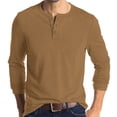 thumbnail image 1 of Inglocry Men's Henley Shirt - Long Sleeve Solid Color Cotton Henley Thermal Shirt - Undershirts for Men Camel XL, 1 of 5