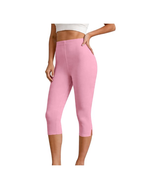 High Waisted Leggings for Women - Tummy Control Yoga Pants for Workout Running Athletic Women's Leggings Plus Size Pink S
