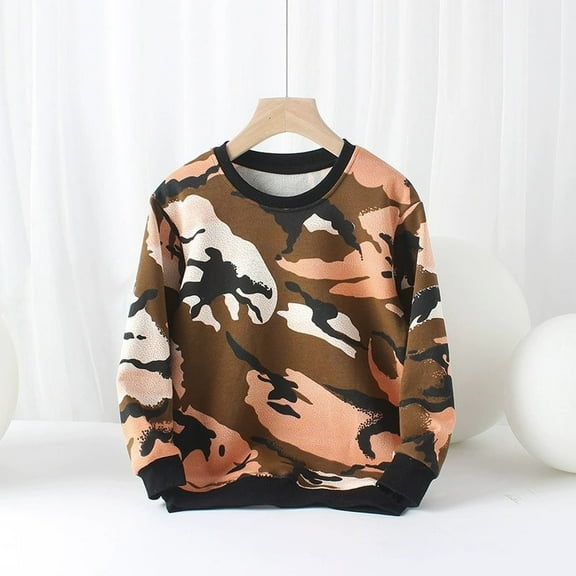Inglocry Kids Camo Long Sleeve T-Shirt, Breathable Military Print T-Shirt for Outdoor Exploration and Casual Wear Pink 120