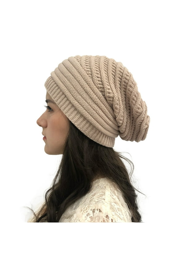 Knit Slouchy Hats for Women Winter Warm Womens Trendy Oversized Cute Slouch Hat 2025 Ski Hat Khaki