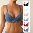 thumbnail image 1 of Inglocry Lace Nursing Bra, Wirefree Padded Nursing Bras for Breastfeeding, V Neck Maternity Bra for Pregnancy, Soft Lace Red 90B, 1 of 7