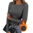 thumbnail image 1 of Inglocry Long Sleeve Shirts for Women Scoop Neck Going Out Slim Basic Tshirts 2025 Trendy Tops Thermal Fall Outfits Light Gray 3XL, 1 of 7