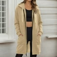 thumbnail image 1 of Inglocry Long Zip Up Hoodie Women Casual Hooded Long Tunic Sweatshirts Y2k Comfort Hoodies Fall Jacket Coat with Pockets Khaki S, 1 of 5