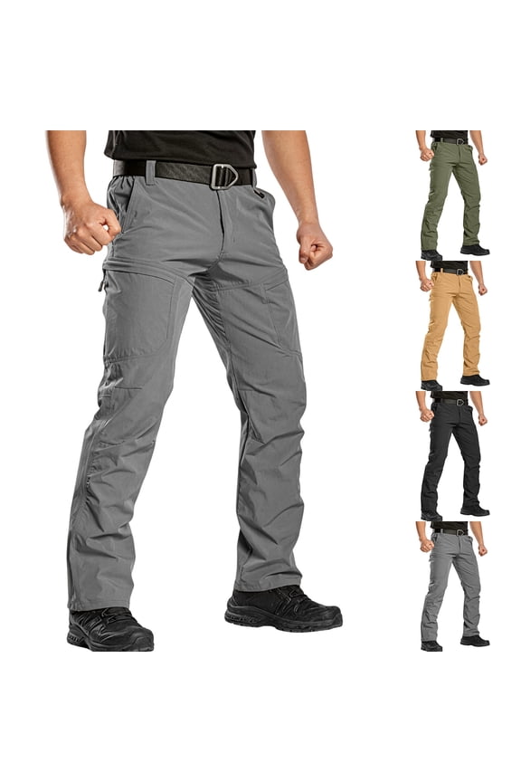 Men Cargo Pants Relaxed Fit Water Resistant Ripstop Utility Work Pants Stretch Lightweight Hiking Tactical Pants Green M