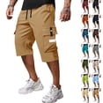 thumbnail image 1 of Inglocry Men Casual Drawstring Capri Cargo Pants, 2026 New Shorts Quick Dry 3/4 Knee Length Loose Fit Work Shorts Multi Pockets Light Gray XL, 1 of 5