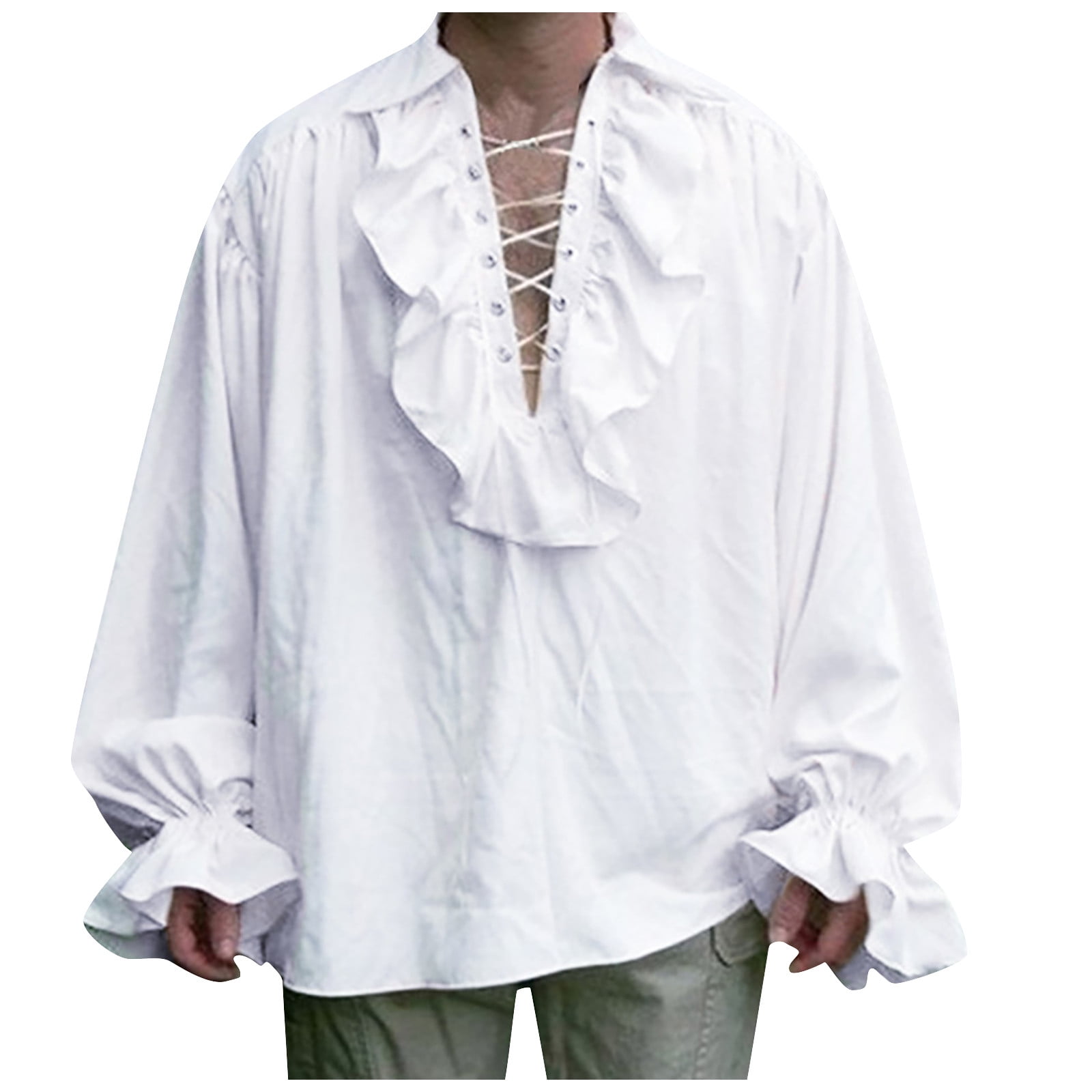 Inglocry Men Pirate Shirt Vampire Renaissance Shirts Victorian