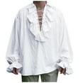 thumbnail image 1 of Inglocry Men Pirate Shirt Vampire Renaissance Shirts Victorian Ruffled Medieval Costume Cotton Linen Shirt White 5XL, 1 of 9