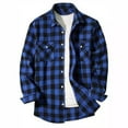 thumbnail image 1 of Inglocry Men's Button Down Regular Fit Long Sleeve Plaid Flannel Casual Shirts Vintage Plaid Shirts Blue M, 1 of 4