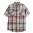 thumbnail image 1 of Inglocry Men's Casual Checkered Relaxed Fit Button Up Short Sleeve Work Shirt Plaid Hawaiian Shirt For Men Red M, 1 of 7