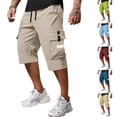 thumbnail image 1 of Inglocry Men's Casual Drawstring Capri Cargo Pants, 3/4 Length Long Drawstring Stretch Elastic Waist Shorts Below Knee Army Green M, 1 of 5