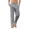 thumbnail image 1 of Inglocry Men's Casual Linen Cotton Pants Elastic Waist Summer Beach Trousers Lightweight Yoga Vacation Pants with Pockets Gray 2XL, 1 of 5