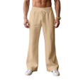 thumbnail image 1 of Inglocry Men's Casual Linen Pants Summer Beach Cotton Lightweight Pants Elastic Waist Drawstring with Pockets Khaki L, 1 of 5