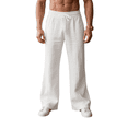 thumbnail image 1 of Inglocry Men's Casual Linen Pants Summer Beach Cotton Lightweight Pants Elastic Waist Drawstring with Pockets White S, 1 of 5