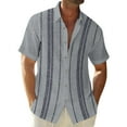 thumbnail image 1 of Inglocry Men's Cuban Guayabera Shirts - Casual Short Sleeve Cotton Linen Button Down Shirt Summer Regular Fit Beach Tops Light Gray 2XL, 1 of 5