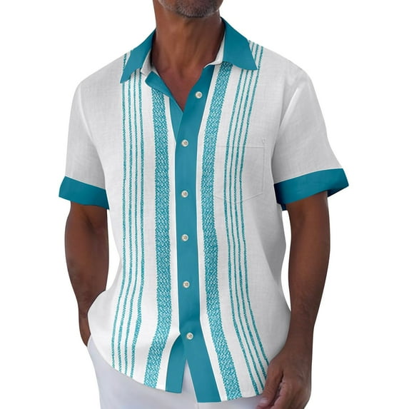 Inglocry Men's Cuban Guayabera Shirts - Casual Short Sleeve Cotton Linen Button Down Shirt Summer Regular Fit Beach Tops White 4XL