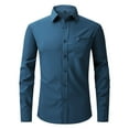 thumbnail image 1 of Inglocry Men's Dress Shirts Long Sleeve Wrinkle-Free Stretch Shirts Solid Formal Button Down Shirt with Pocket Blue XL, 1 of 2