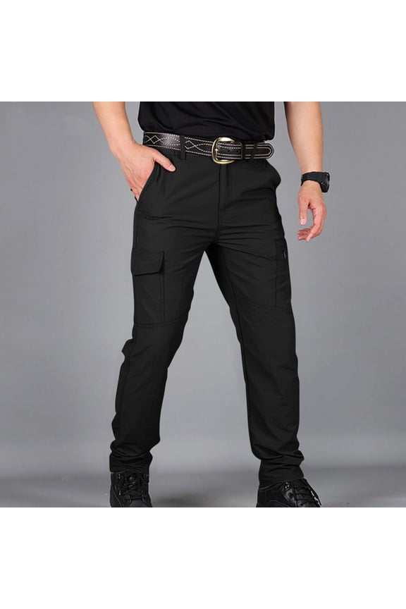 Men's Flex Ripstop Tactical Cargo Pants Water Resistant Hiking Stretch Construction Work Pants with Multi Pockets Black S
