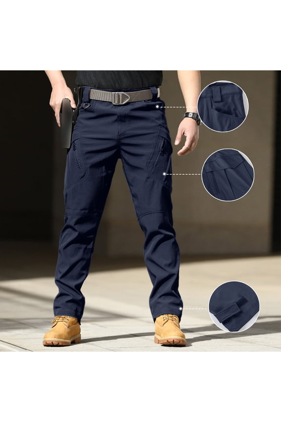 Men's Flex Ripstop Tactical Cargo Pants Water Resistant Hiking Stretch Construction Work Pants with Multi Pockets Blue S
