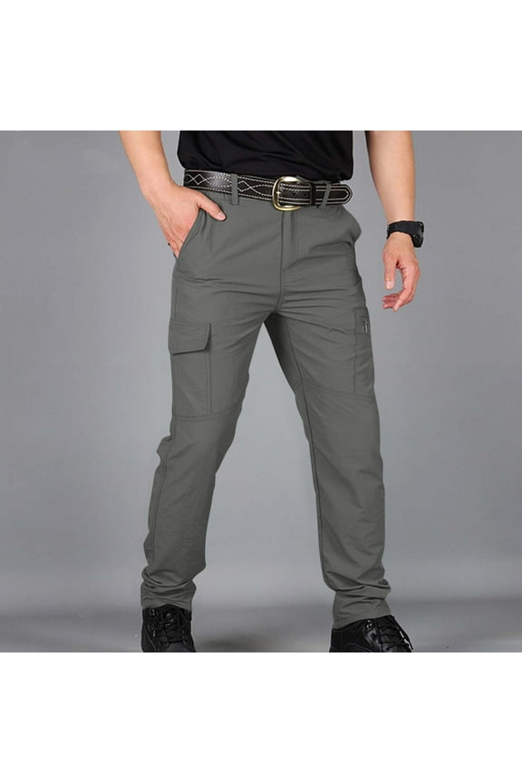 Men's Flex Ripstop Tactical Cargo Pants Water Resistant Hiking Stretch Construction Work Pants with Multi Pockets Gray S