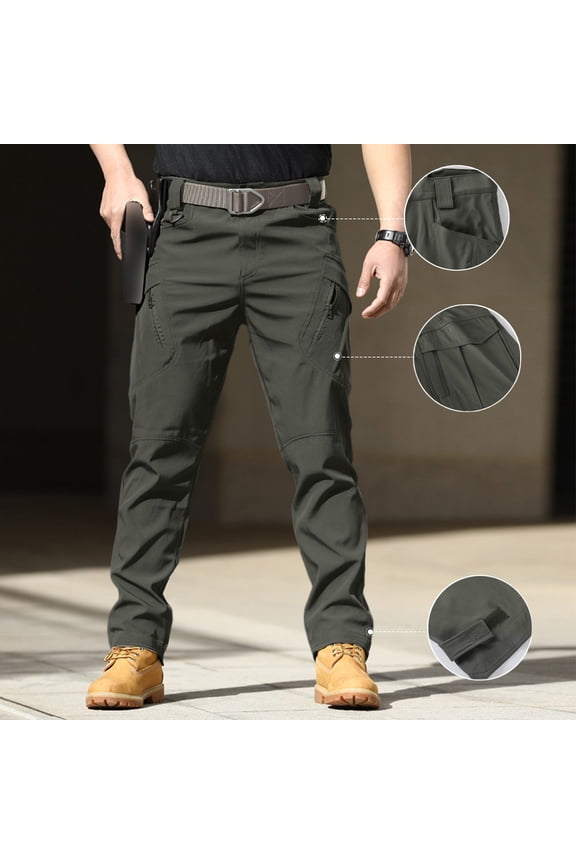 Men's Flex Ripstop Tactical Cargo Pants Water Resistant Hiking Stretch Construction Work Pants with Multi Pockets Gray S