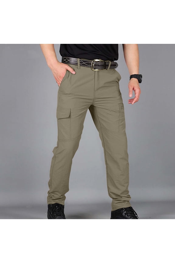 Men's Flex Ripstop Tactical Cargo Pants Water Resistant Hiking Stretch Construction Work Pants with Multi Pockets Khaki S