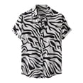 thumbnail image 1 of Inglocry Men's Hawaiian Zebra Print Shirt Button Up Short Sleeve Collar Animal Print Shirt Tops Cheetah Print Tops Zebra L, 1 of 7