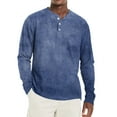 thumbnail image 1 of Inglocry Men's Henley Shirt, Long Sleeve Button Down Tie Dye Soft Cotton Blend Thermal Pullover Top Dark Blue 2XL, 1 of 7