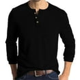 thumbnail image 1 of Inglocry Men's Henley Shirt - Long Sleeve Solid Color Cotton Henley Thermal Shirt - Undershirts for Men Black L, 1 of 7