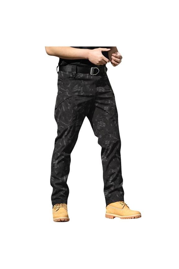 Men's Hiking Cargo Pants Multi Pockets Nylon Strech Lightweight Quick Dry Water Resistant Outdoor Travel Snake Pattern XL