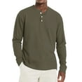 thumbnail image 1 of Inglocry Men's Henley Shirts Long Sleeve Fashion Casual Tee Button Down Basic Lightweight T-Shirt Army Green XL, 1 of 4