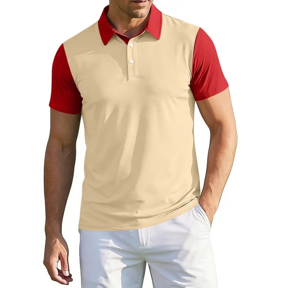 Inglocry Men's Polo Shirts Short Sleeve Golf Quick Dry Collared Moisture Wicking Athletic Performance Polo Shirt 2026 Khaki M