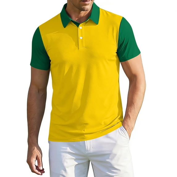 Inglocry Men's Polo Shirts Short Sleeve Golf Quick Dry Collared Moisture Wicking Athletic Performance Polo Shirt 2026 Yellow L