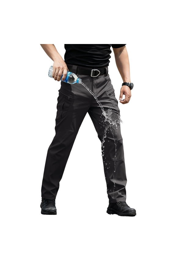 Men's Ripstop Tactical Cargo Pants Water Resistant Quick Dry Hiking Work Pants with Multi-Pockets Black M