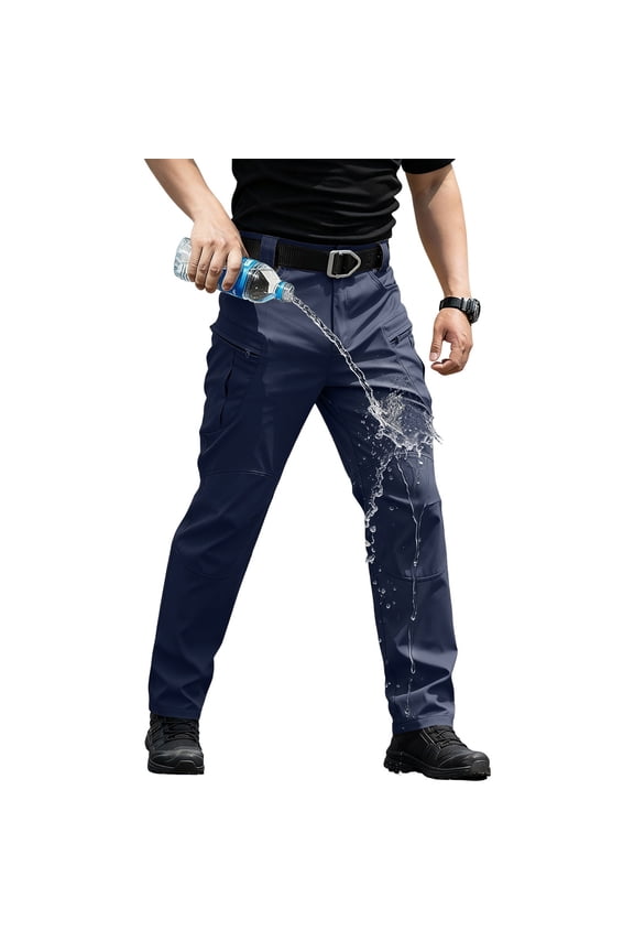 Men's Ripstop Tactical Cargo Pants Water Resistant Quick Dry Hiking Work Pants with Multi-Pockets Blue S