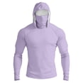 thumbnail image 1 of Inglocry Men's Sun Protection Hoodie with Mask UPF 50+ UV Quick Dry Long Sleeve Shirt Men Rash Guard Performance Fishing Hiking Shirt Light Purple L, 1 of 9