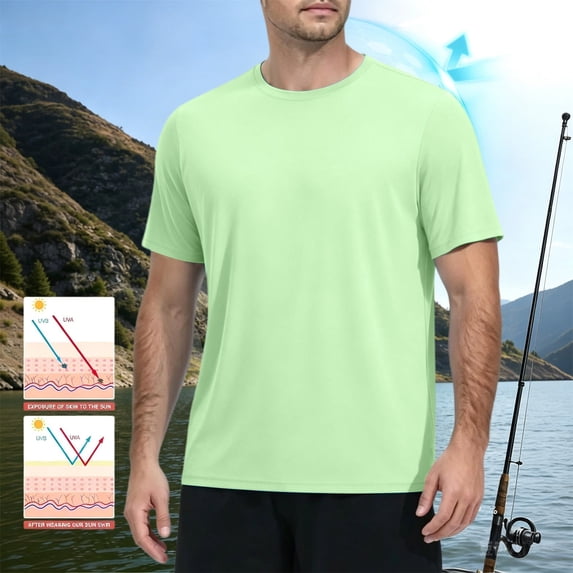 Inglocry Men's UPF 50+ Swim Shirts Short Sleeve, Sun Protection Quick Dry Rash Guard, Water T-Shirt for Surfing Fishing Beach 2026 Mint Green M