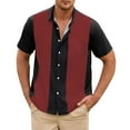 thumbnail image 1 of Inglocry Men's Vintage Bowling Shirt Short Sleeve Button Down Summer Cuba Beach Shirts Mens Hawaiian Shirt Wine 3XL, 1 of 4