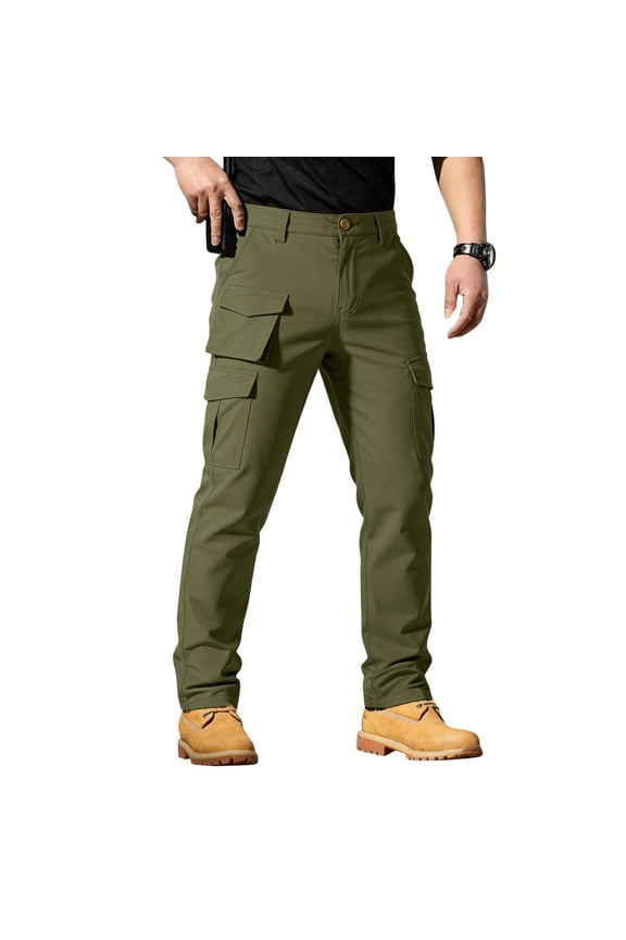 Men's Water Resistant Tactical Pants Ripstop Work Cargo Pants Multi Pockets Lightweight Outdoor Hiking Pants Army Green M