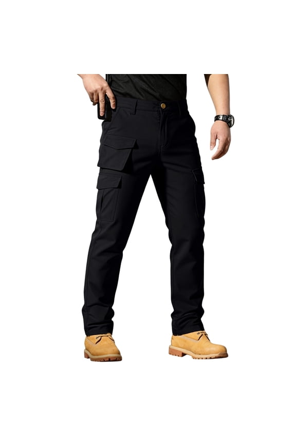 Men's Water Resistant Tactical Pants Ripstop Work Cargo Pants Multi Pockets Lightweight Outdoor Hiking Pants Black M
